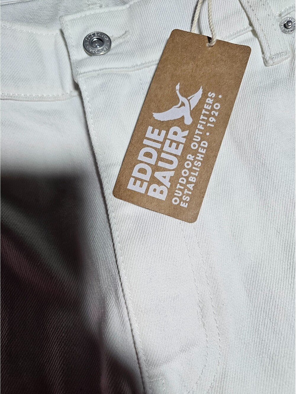 Women's Eddie Bauer Denim Jeans Pants Wide Leg Plus Size 20 White Elastic Waist - Picture 3 of 14